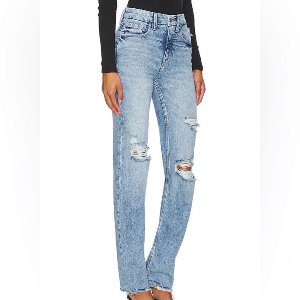 GOOD AMERICAN Good Icon Distressed Straight-Leg Women’s Jeans size 29 / 8